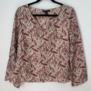 Banana Republic Silk Long Sleeve Blouse Size S Bohemian Paisley Print Casual